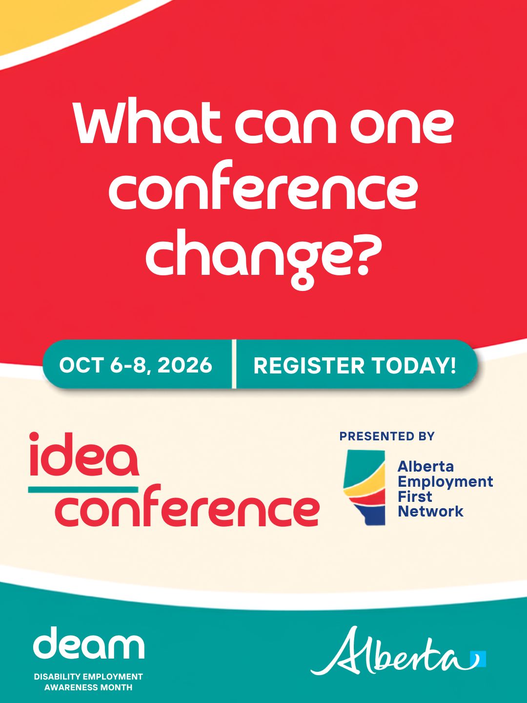 The deam idea conference banner for 2026 with the title, what can one conference change?